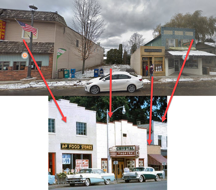 Crystal Theatre - Comparing Old Photo To Street View - Best Guess On Location (newer photo)